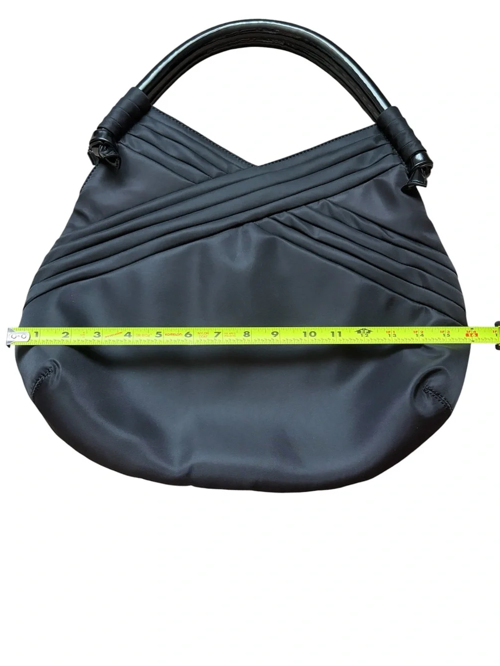 Vintage Simply Vera Vera Wang Black Nylon Pleated Hobo Bag